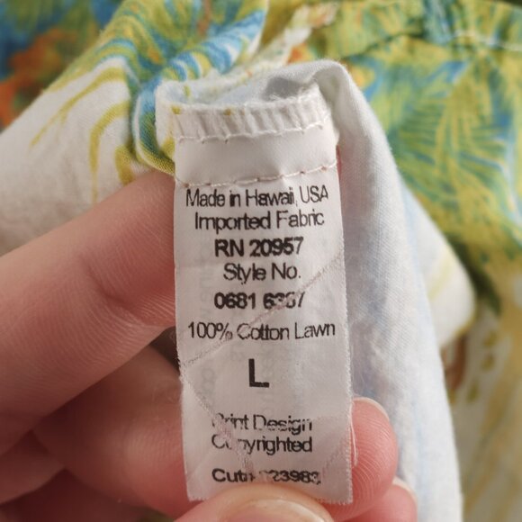 Tori Richard Beach Scene Print Hawaii Large Short Sleeve Colorful Cotton USA - Picture 14 of 16